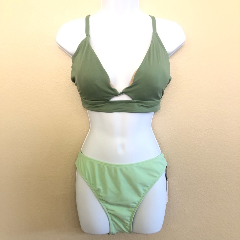 Shade & Shore Longline Cut-Out Bikini Top line Hipster Bikini Set 34DD/ XL16